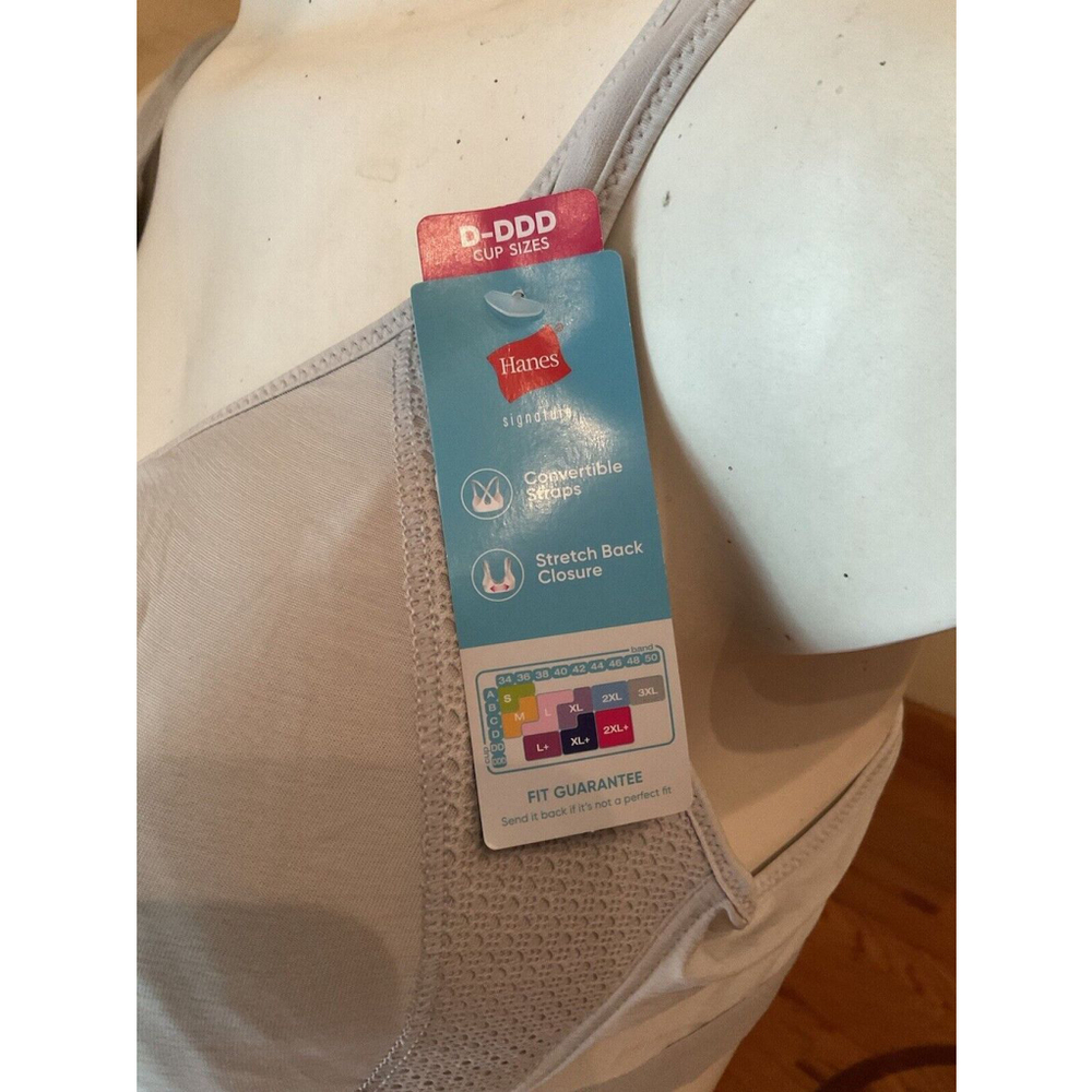 NEW WOMEN'S SIZE L+ PLUS HANES SIGNATURE COOLING COMFORT WIRELESS T-SHIRT BRA - Picture 2 of 6